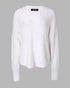 V-Neck Long Sleeve Beaded Decor Oversized Sweater Fluffy Pullover Top white
