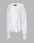 V-Neck Long Sleeve Beaded Decor Oversized Sweater Fluffy Pullover Top white