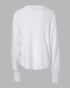 V-Neck Long Sleeve Beaded Decor Oversized Sweater Fluffy Pullover Top white