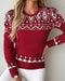 Christmas Aztec Geometric Pattern Knit Sweater red