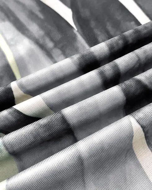 Plants Print Square Neck Thick Strap Maxi Dress Casual Slim Fit Side Slit Vacation Dress with Pockets gray