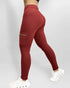 Butt Lifting Leggings with Flap Pockets High Waist Tummy Control Workout Cargo Pants red