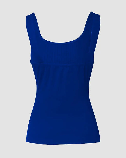 Round Neck Rhinestone Decor Skinny Tank Top blue