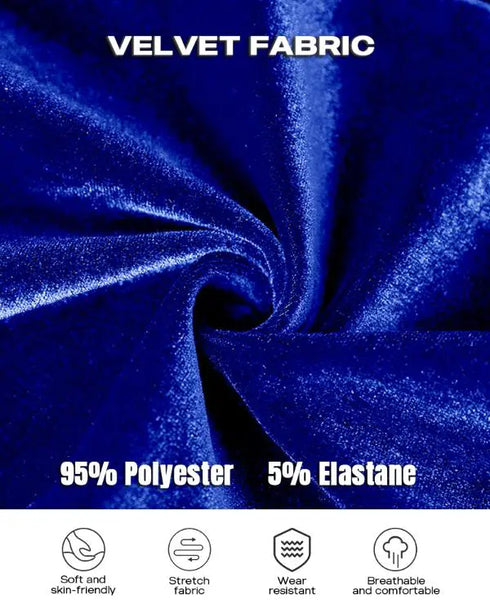 Velvet Off Shoulder Beaded Jumpsuits Elegant Long Sleeve Overalls with Elastic Waistbelt blue