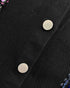 Contrast Sequin Long Sleeve Jacket Top Button Front Raw Hem Loose Fit Shacket black