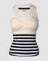 ChicMe Built-in Bra Striped Round Neck Bra Ribbed Tank Top purplish blue
