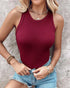 O-Neck Sleeveless Basic Slim Fit Skinny Tank Casual Top(Without Pads) Wine red