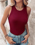 O-Neck Sleeveless Basic Slim Fit Skinny Tank Casual Top(Without Pads) Wine red