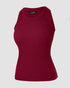O-Neck Sleeveless Basic Slim Fit Skinny Tank Casual Top(Without Pads) Wine red