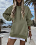 Letter Patch Detail Long Sleeve Drop Shoulder Pullover Sweatshirt Casual Zipper Side Slit Top Army green
