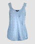 Jacquard Polka Dot Webbing Patch Criss Cross Tank Casual Loose Fit Sleeveless Top blue