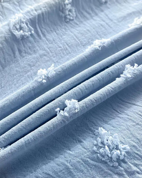 Jacquard Polka Dot Webbing Patch Criss Cross Tank Casual Loose Fit Sleeveless Top blue