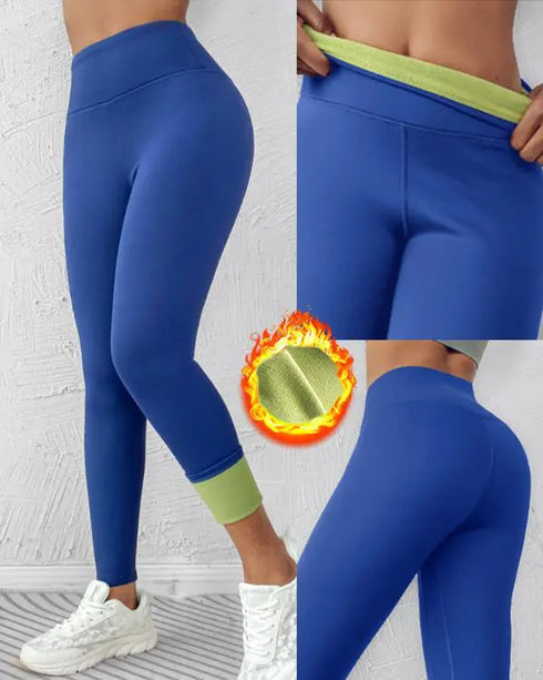 ChicMe ShapeLift Fleece Lined Active Pants Thick Soft Tummy Control Termal Warm Winter Shaping Pants blue