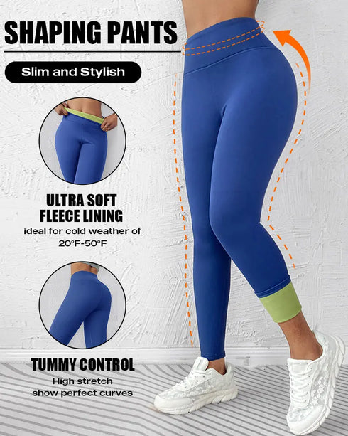 ChicMe ShapeLift Fleece Lined Active Pants Thick Soft Tummy Control Termal Warm Winter Shaping Pants blue