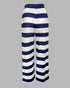2 Pieces Outfit Anchor Pattern Short Sleeve Top and Striped Elastic Waist Pants Set Casual Pajamas Set purplish blue