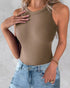 3-Pack Knit Round Neck Thick Strap Racerback Tank Tops(Without Pads) style10
