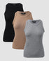 3-Pack Knit Round Neck Thick Strap Racerback Tank Tops(Without Pads) style10