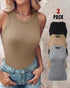3-Pack Knit Round Neck Thick Strap Racerback Tank Tops(Without Pads) style10