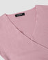 Overlap V-Neck Ruched Side Button Decor Knit Sweater Slim Fit Ribbed Pullover Top pink