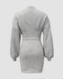 Lantern Sleeve Bodycon Pullover Sweatshirt Dress Crew Neck Mini Dress light gray