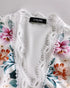 Ombre Cold Shoulder Lantern Sleeve Frill Ruffle Hem Blouse Top white